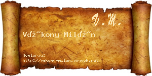 Vékony Milán névjegykártya